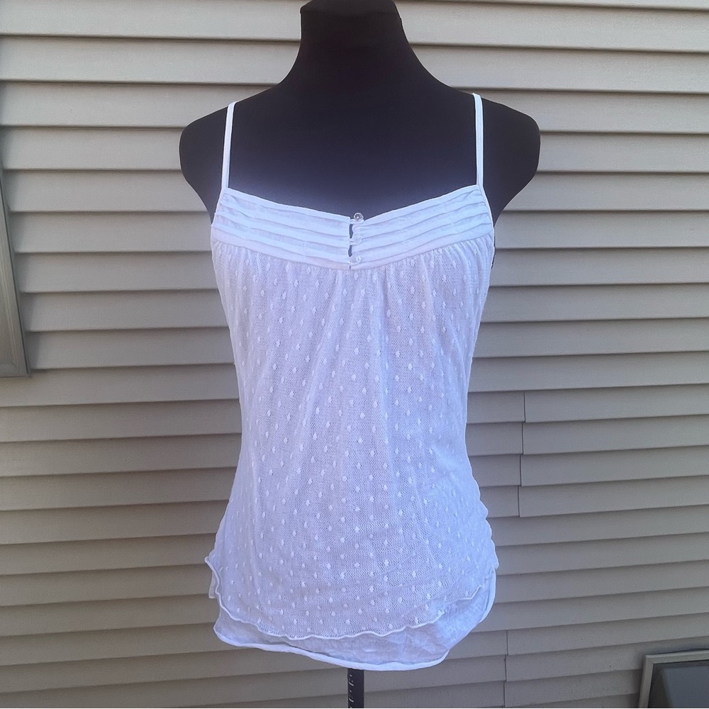 Star City white 2-layer lined white spaghetti strap tank top